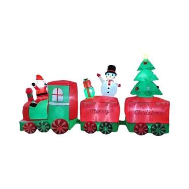 Imagem de Grande Trem Inflável De Natal Para Exterior Com Papai Noel, Boneco De 