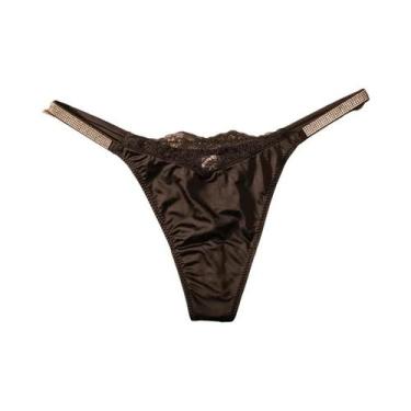 Imagem de Calcinha Sexy De Renda Com Strass, G String Transparente Para Mulheres