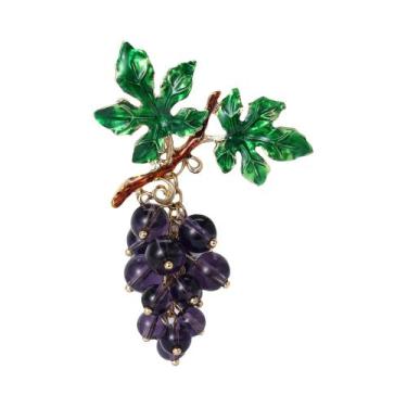Imagem de Broche De Luxo Feminino Com Strass Em Formato De Uva E Pérolas, Acessó