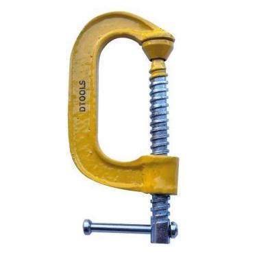 Imagem de Grampo Tipo C 6`` para Fixação de Peças em Carpintaria e Construção Amarelo Dtools