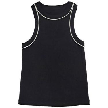 Imagem de Regata Ribana Canelada Preta e Branca Basic+ Toque Macio