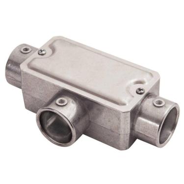 Imagem de Condulete Fixo 1-2 Tipo T com Tampa e sem Rosca em Alumínio Resistente à Corrosão Tramontina