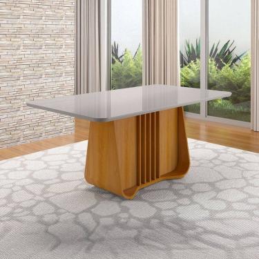 Imagem de Mesa de Madeira Harpa 160 Cm com Vidro Naturallle/Off White - Móveis Bechara