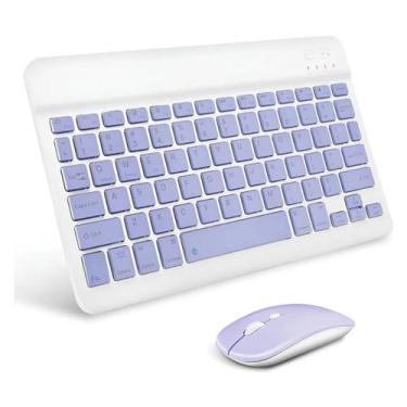 Imagem de Kit Teclado e Mouse Sem Fio Recarregável Multifuncional PC Tablet e No