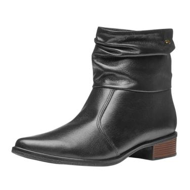 Imagem de Bota Feminina Salto Baixo Confortável Elegante Couro Pegada