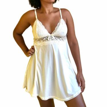 Imagem de Camisola com Renda Off White/ Branco - M&G Moda Íntima, GG