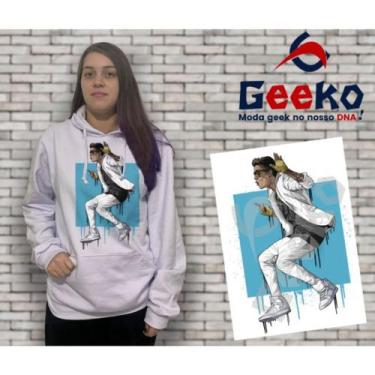 Imagem de Moletom Canguru Feminino Justin Bieber Geeko, Branco, M
