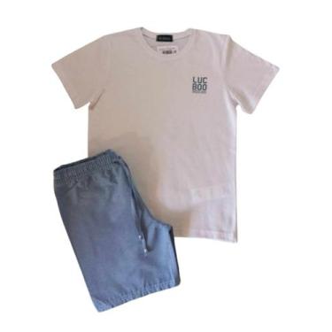Imagem de Conjunto Infantil Masculino Camiseta MC + Bermuda Luc.boo, Branco, 8