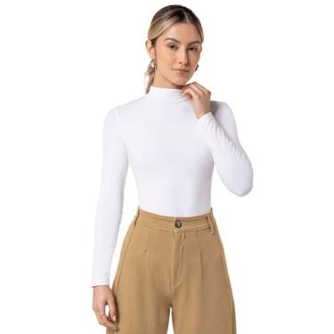 Imagem de Blusa Feminina Manga Longa Gola Alta Sem Costura Loba, G, Branco