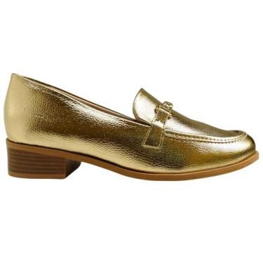 Imagem de Mocassim Ramarim Feminino Bico Redondo Solto Grosso, Ouro, 37