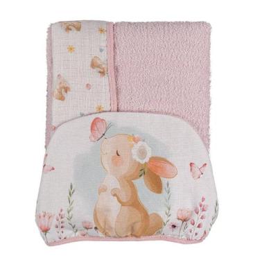 Imagem de BABADOR BABY JOY FUNNY GATA ROSA - Dupla Face com Orelhinhas 3D - INCO