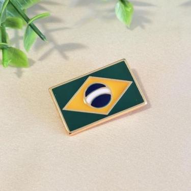 Imagem de Broche Bandeira do Brasil Retangular - Pistache Acessórios