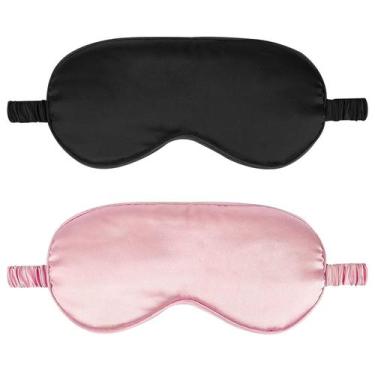 Imagem de Máscara de Dormir IEKEODI 2 Unidades de Seda Preta e Rosa com Elástico