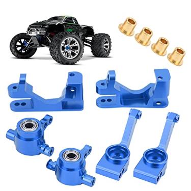 Imagem de VGEBY Blocos de direção de alumínio RC com rodízios de cubo C e suportes de eixo para Slash 4X4 TSM 1/10 RC (azul)