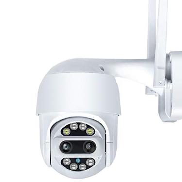 Imagem de Câmera de segurança externa PTZ Wi-Fi, câmera de vigilância sem fio Pan Tilt Zoom 1080P com lente dupla, câmera IP à prova d'água com áudio bidirecional e visão noturna em cores de 50 m