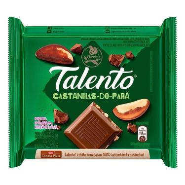 Imagem de Chocolate Garoto Talento ao Leite com Castanha do Pará 85g - Embalagem com 12 Unidades