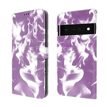 Imagem de Capa carteira para Google Pixel 6/6 Pro com TPU à prova de choque, capa de telefone de couro de luxo com compartimentos para cartões Capa flip magnética com suporte, roxa, 6 Pro 17 cm
