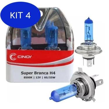 Imagem de Kit 4 Lâmpada Super Branca H11 8500K Cinoy Tipo Xenon