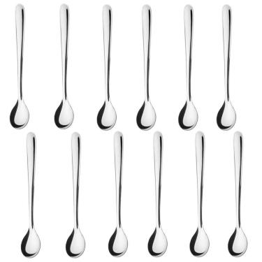 Imagem de Colher Para Mexer Suco 12 Peças Moniz Conjunto De Colheres 18cm De Aço Inox Simonaggio