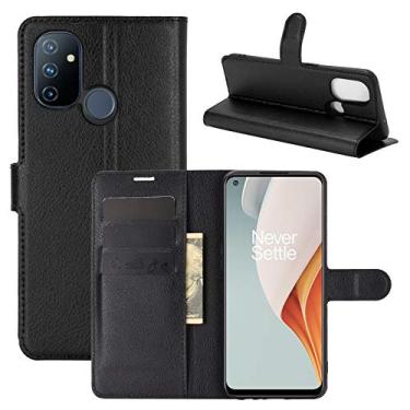 Imagem de YUNCHAO Caixa de telefone Para OnePlus Nord N100 Litchi Texture Horizontal Flip Case Protetora com Slots & Card Slots & Carteira capa para celular