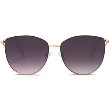 Imagem de SOJOS Óculos de sol femininos com lentes planas espelhadas SJ1085, Dourado/cinza, Middle