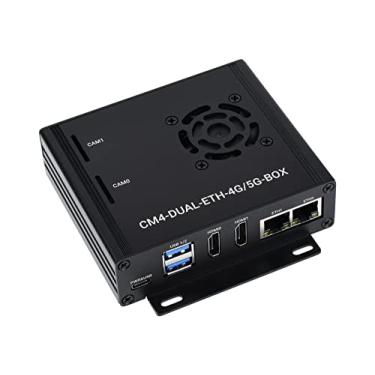 Imagem de Waveshare Dual Gigabit Ethernet 5G/4G Mini-Computer Based On Raspberry Pi Compute Module 4 (NOT Included) with Metal Case and Cooling Fan