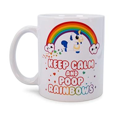 Imagem de Caneca de café unicórnio galáxia glitter - Keep Calm and Poo Rainbows - Cerâmica - 325 ml