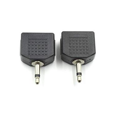 Imagem de Conector adaptador de fone de ouvido Hxchen 3,5 mm mono macho para duplo 3,5 mm mono áudio Y divisor de microfone conversor - (2 peças)