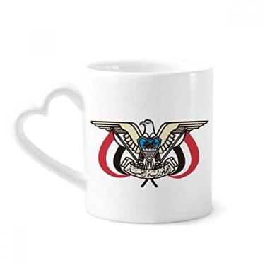 Imagem de Caneca de país com emblema nacional do Iêmen caneca de café cerâmica copo de coração de vidro