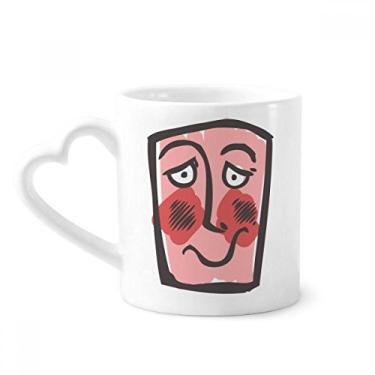 Imagem de Esboço de rosto abstrato tímido caneca feliz café cerâmica copo de coração de vidro