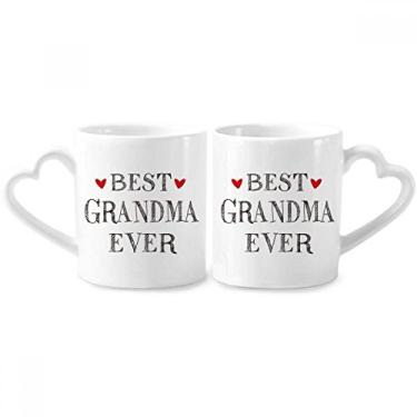 Imagem de Best grandma ever Quote Parentes Casal Caneca de Porcelana Conjunto de Cerâmica para Amante de Coração