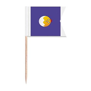 Imagem de Egg Surprised Bandeiras de palito de dente de desenho animado com rosto adorável para marcação de bolo de festa comida prato de queijo
