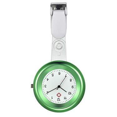 Imagem de 1-3 peças relógio de enfermeira com clipe de segunda mão em relógio de quartzo simples estetoscópio lapela fob relógios de bolso fácil de ler capa de silicone para médicos homens mulheres, Verde