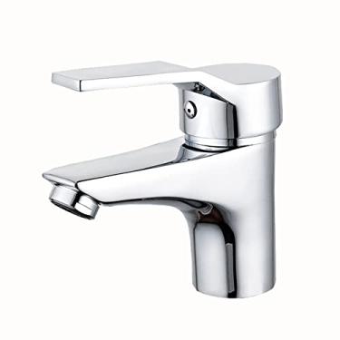 Imagem de LIDON Torneira de pia torneiras de latão torneira de pia quente e fria banheiro 1 furo torneira de pia de latão banheiro 1 furo latão torneira de banheiro furo único, cromo A (cor: cromo A)