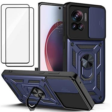 Imagem de Capa Motorola Moto Edge 30 Ultra Case (2 pedaços de filme temperado Protetora) de Câmera Proteção de Tela Metal (azul)