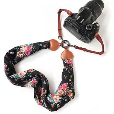 Imagem de Alça de ombro com gola de câmera, alças de câmera macias de couro vintage para mulheres/homens para DSLR/SLR/Nikon/Canon/Sony/Olympus/Samsung/Pentax, Scarf Black+Buckle