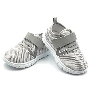 Imagem de Bless Children Tênis infantil – Sapatos descalços largos para meninos e meninas, malha respirável, leve, antiderrapante para caminhada e corrida, Cinza 1210, 18