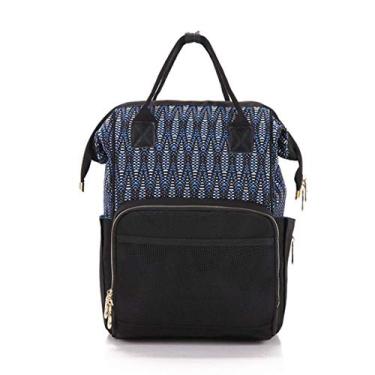 Imagem de Mochila multifuncional para troca de fraldas, mochila multifuncional para fraldas para bebês Mochila de viagem Oxford à prova d'água com 2 ganchos de carrinho 26 * 18 * 40 cm para mamãe e papai Alta capacidade, preta
