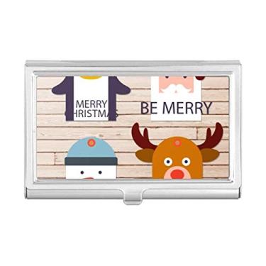 Imagem de Porta-cartões de visita com retrato de rena e árvore de Natal