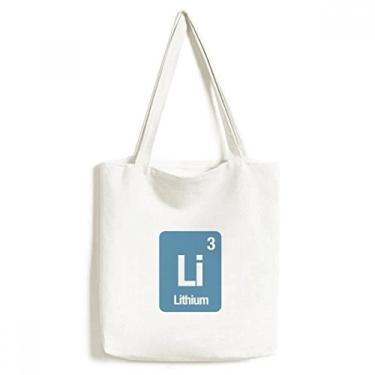 Imagem de Bolsa de lona com elemento químico de lítio Li, bolsa de compras casual