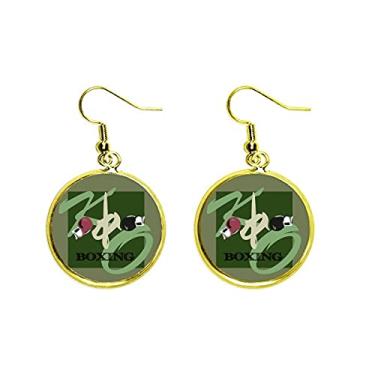 Imagem de China Gym Boxing KO Art Deco Presente Fashion Orelha Pendente Dourado Brinco Joia Feminina