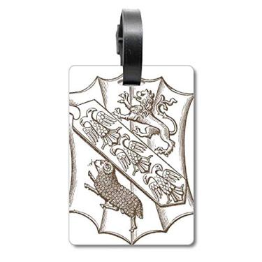 Imagem de Bolsa de mala com estampa de ovelha barroca preta e branca com etiqueta para cartão de bagagem