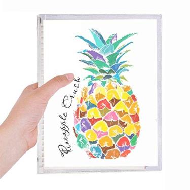 Imagem de Caderno de aquarela com abacaxi tropical, folhas soltas, diário recarregável