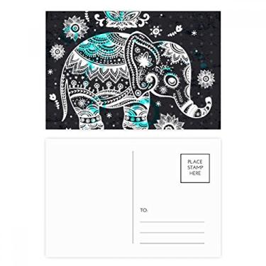 Imagem de Cartão postal de aniversário com flor de elefante preto e azul da Nation