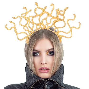 Imagem de LXLUOO Medusa headband cobra headgear headband Halloween retro Medusa cobra headband traje carnaval party suprimentos.