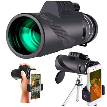 Imagem de Telescópio monocular 40X60 HD de alta potência com suporte para smartphone e tripé ajustável à prova d'água portátil preto para observação de pássaros, caminhadas, acampamento, viagens