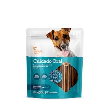 Imagem de Papaya Pets Snack Cuidado Oral para Cães 450 g Porte P Sabor Frango