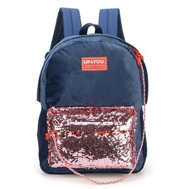 Imagem de MOCHILA ESCOLAR VELUDO E LANTEJOULA MÁGICA UP4YOU-Feminino