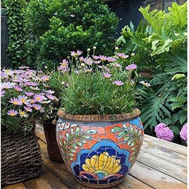 Imagem de Mosaico Europeu Pintado À Mão Em Cerâmica Grande Vaso De Flores Ao Ar Livre Villa Decoração De Jardim Vaso De Plantas Corredor Corredor Paisagem Vasos De Plantação Casa Varanda Pátio Clássico Vaso
