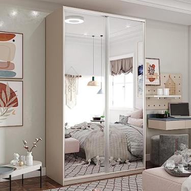 Imagem de Guarda Roupa Solteiro 2 Portas de Correr com Espelho e 3 Gavetas Zermatt RR Móveis